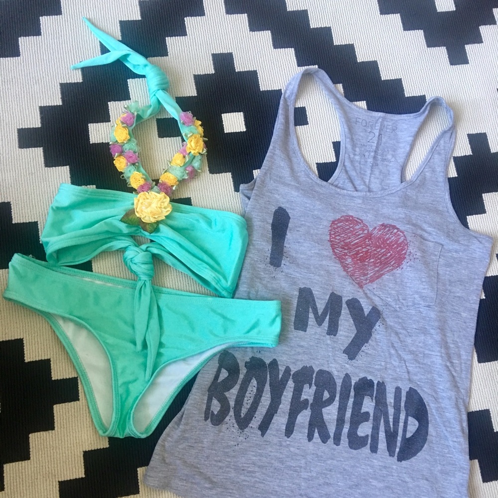 Bohemian Swim Suit FREE Tank “I ❤️ My Boyfriend”